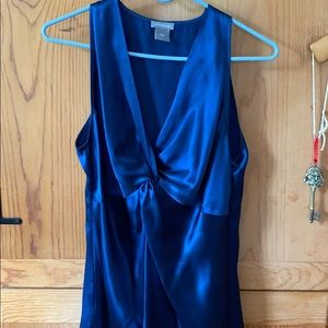 Ann Taylor Blue Silk Sleeveless Blouse Size 2